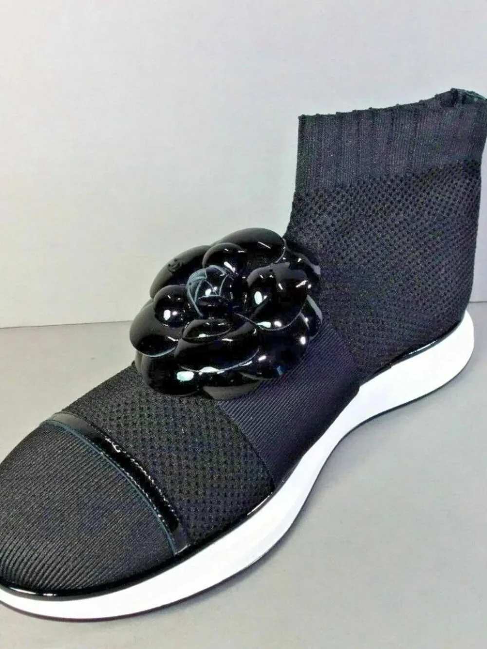 CHANEL Sock Sneakers with Camellia, 37.5